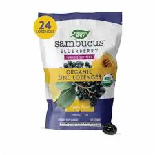 Natures Way Sambucus Organic Zinc Honey&Lemon Lozenges 24S